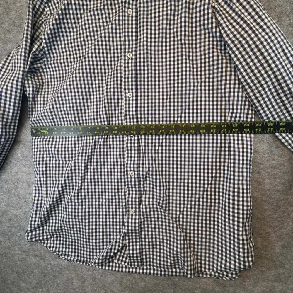 Banana Republic Mens XXL Slim Fit Gingham Button Down Shirt Navy Blue White 2844